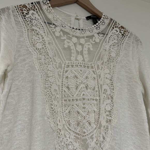Forever 21 crochet off white sweater top - Picture 3 of 5